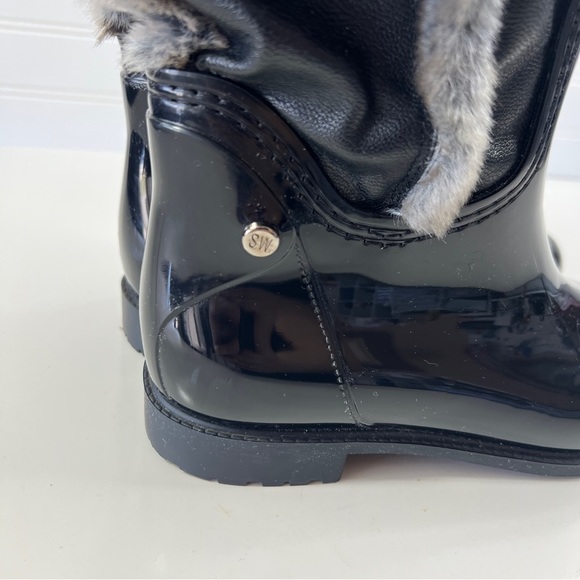 Stuart Weitzman Rebooting Faux-Fur-Trimmed Rain Boots Sz 7.5/38 - Picture 5 of 14